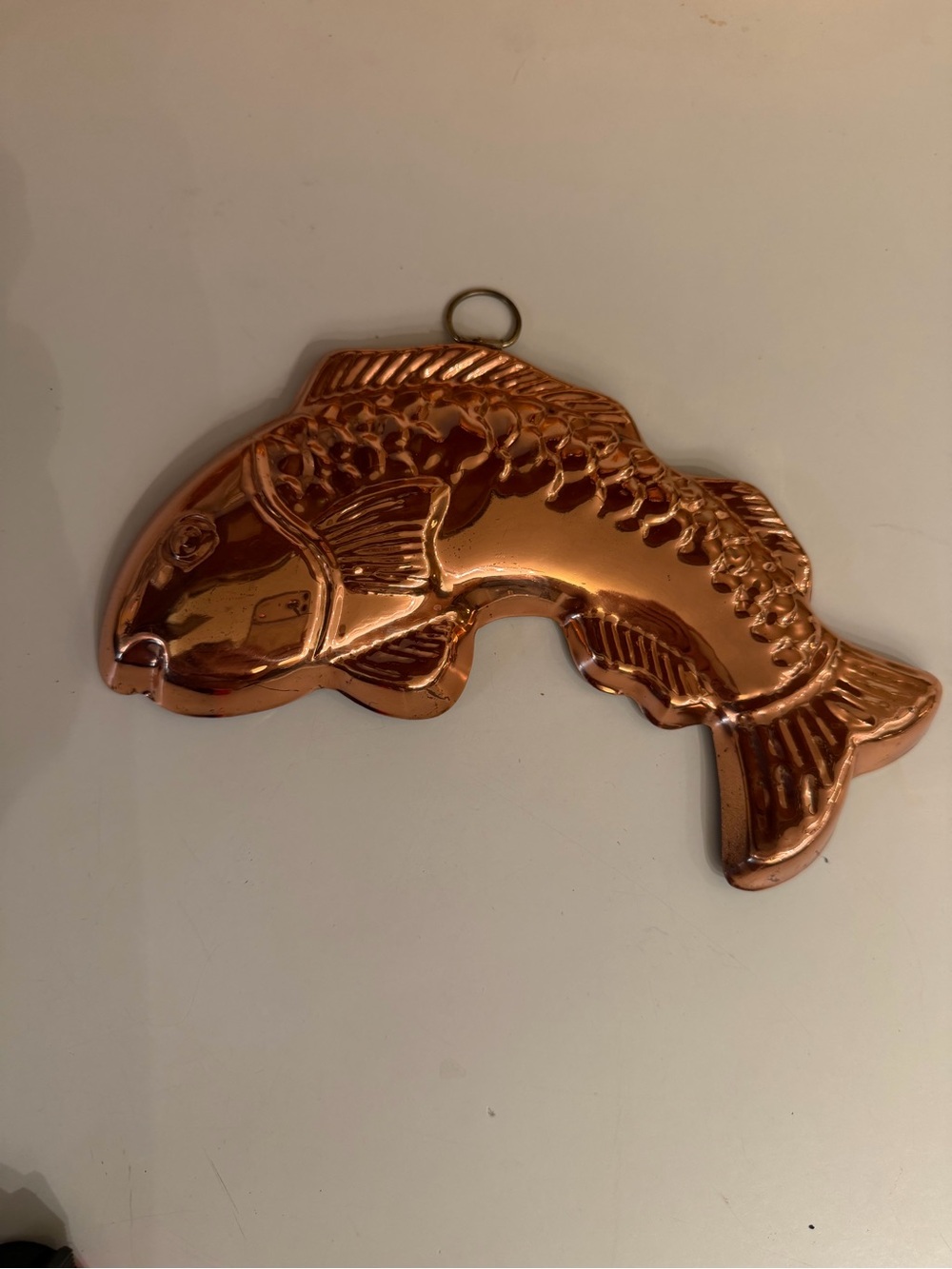 Vintage Copper Fish Mold Wall Hanging